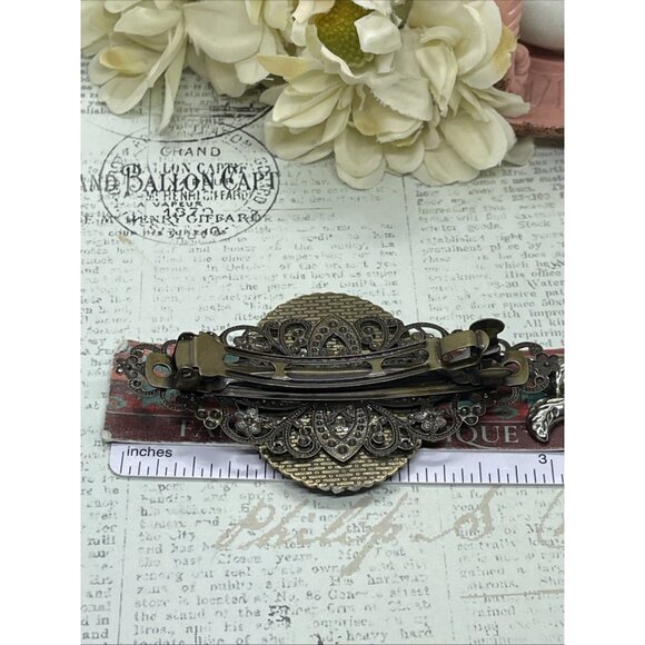 Lily Valley Green Victorian Flower Cameo Wedding Pin Hair Clip Jewelry Comb - Picture 9 of 10